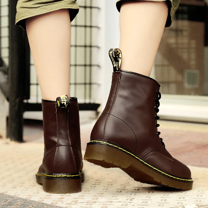 2019 Ботинки женские зимние ботинки из натуральной кожи повседневные весенние