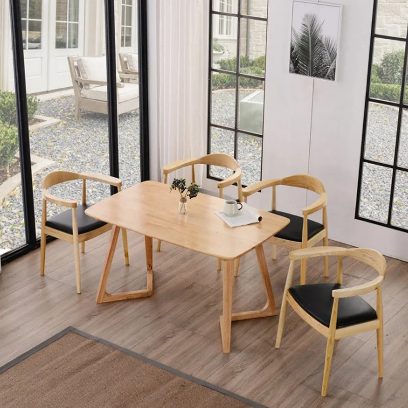 Современные скандинавские обеденные стулья из твердой древесины