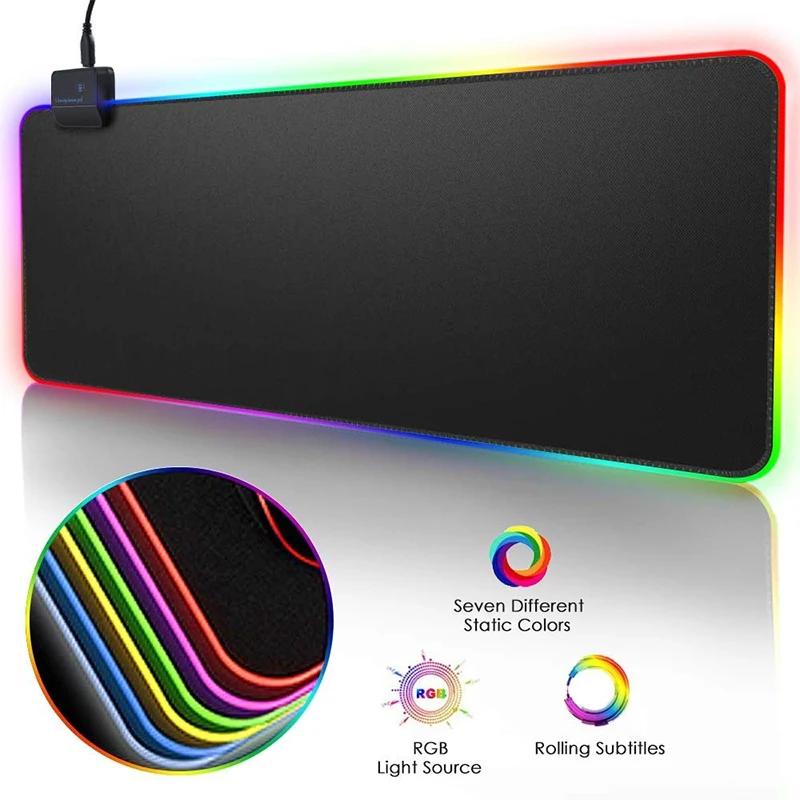 Игровой коврик для мыши RGB большой коврик для мыши геймер большая мышь Коврик для компьютерной мыши светодиодная подсветка XXL поверхность Mause Pad клавиатура Настольный коврик