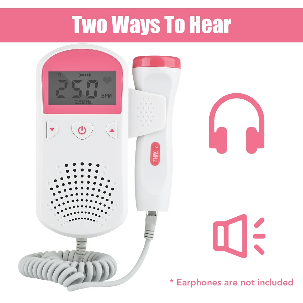 2.5MHz Pregnancy Fetal Doppler Ultrasound Baby Heart Rate Monitor LCD Display Home Nonradiative Prenatal With Earphone | Красота и