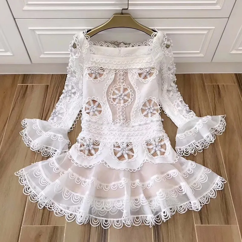 TWOTWINSTYLE платье с цветочным рисунком, с вырезом лодочкой, с расклешенными рукавами, Драпированное мини-платье русалки, большие размеры, Весенняя модная новая одежда