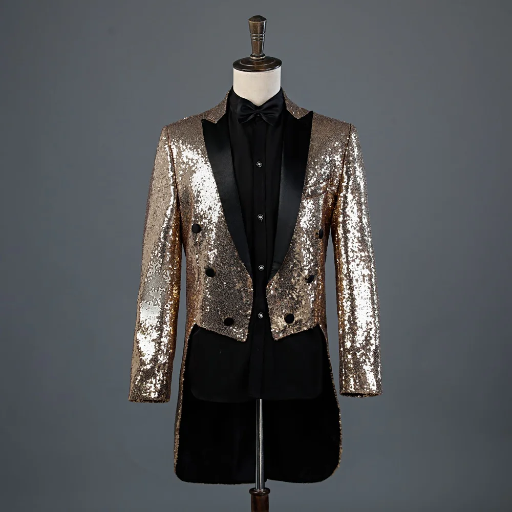 

Men's sequined tuxedo stage performance dress magician's jacket night club hosts court dress men's suit