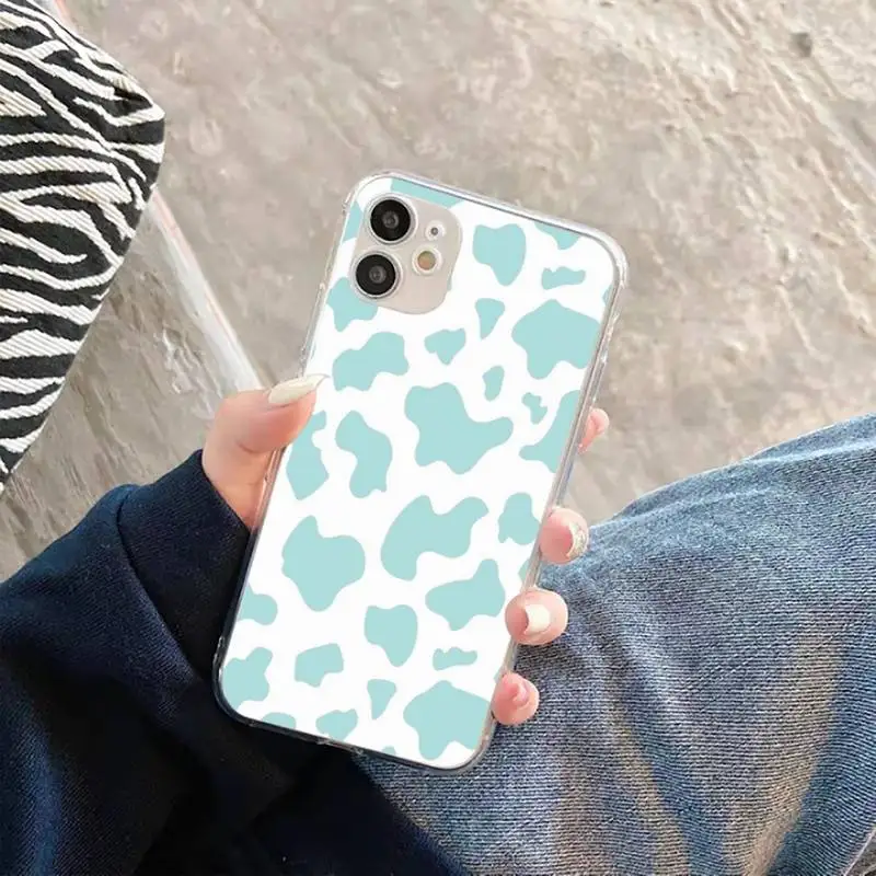 

Phone Case For iphone 12 11 8 7 6s 6 5 5s 5c se plus mini x xs xr pro max Cow spot Transparent soft