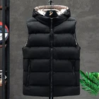 _ 5XL 6XL 7XL жилет мужские жилеты мужской теплый пуховой жилет Сверхлегкая куртка без рукавов модная мужская куртка с капюшоном зимние мужские жилеты