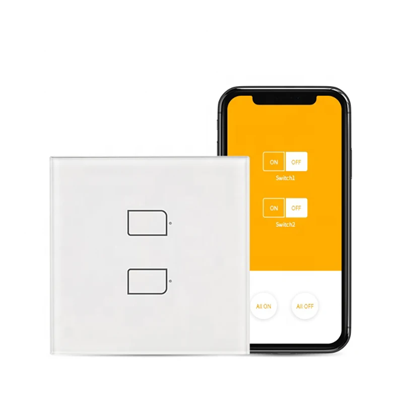 

BroadLink Bestcon TC2S-UK-2gang Remote Control Stable Signal RF Switch Touch panel works with Alexa and Google Assistant