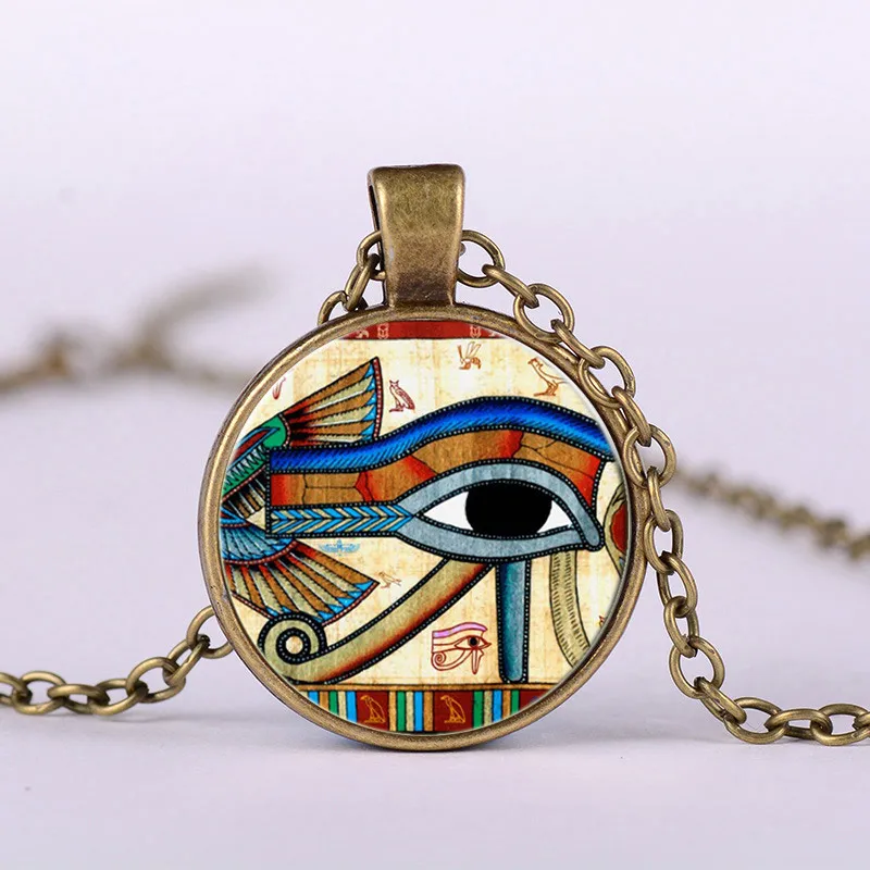 Женское ожерелье с подвеской в стиле ретро Египетский Глаз Гора круглым стеклом