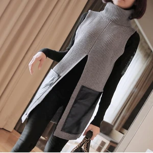 Свитер женский без рукавов, с разрезом, Повседневный, Q1572, весна 2021