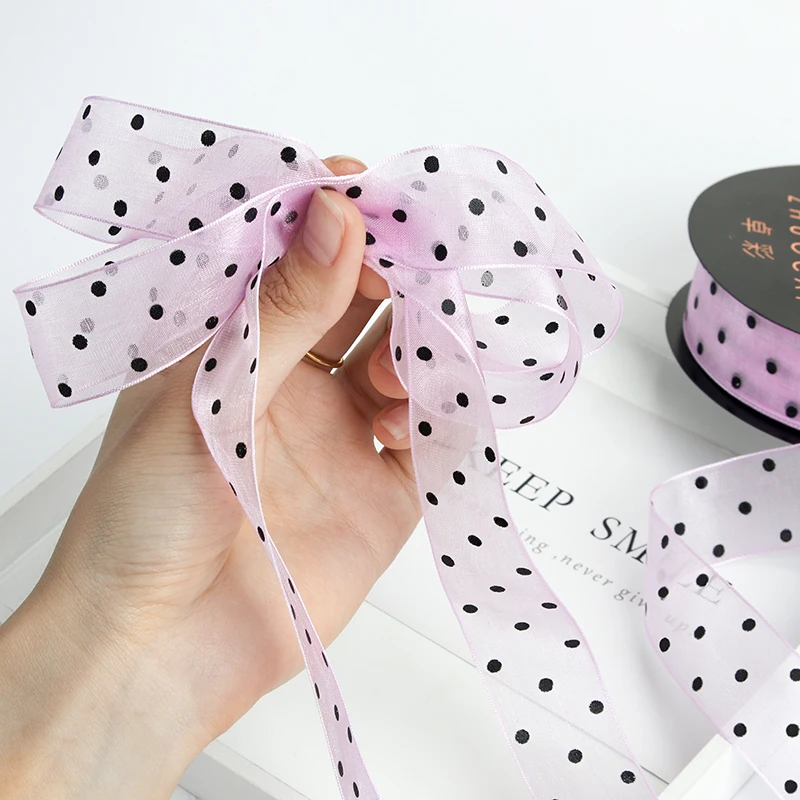 Новинка 45 метров Корейская пряжа в горошек Прозрачная Марля лента из органзы