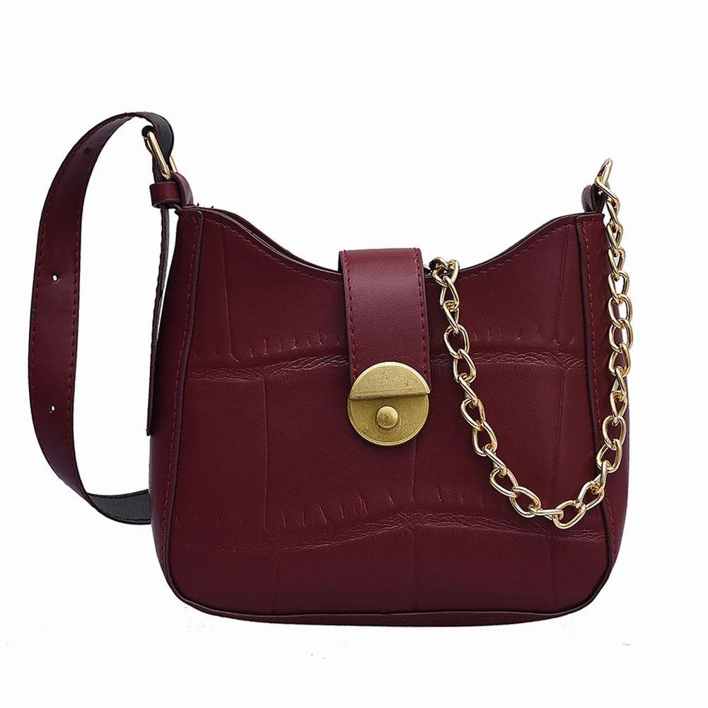 

Youth Ladies Simple Versatile Bag Fashion Ladies PU Leather Stone Crossbody Purse Women Shoulder Chain Wristlets