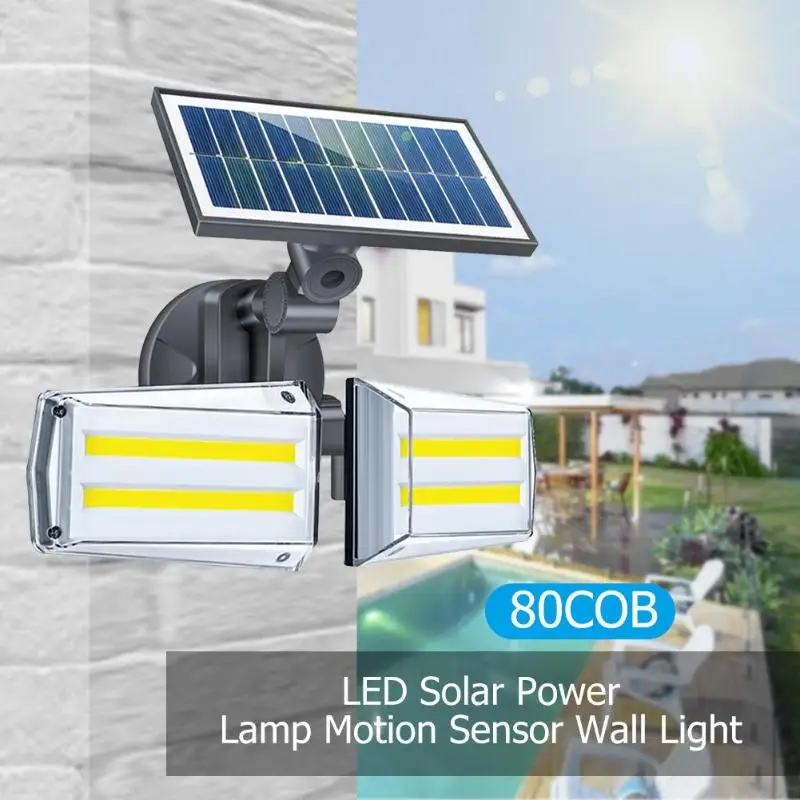 42LED/80COB Солнечный настенный светильник Открытый водонепроницаемый солнечный s PIR