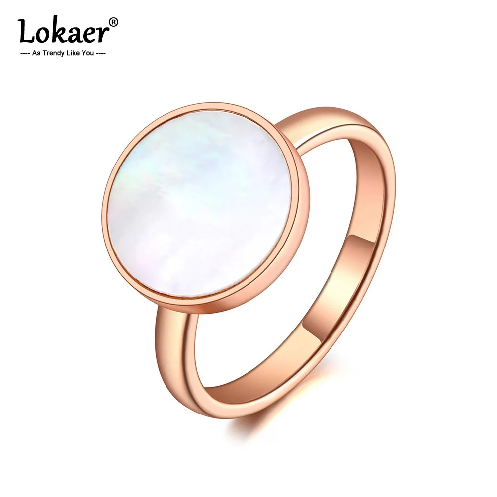 Lokaer Мода из нержавеющей стали легированной титаном белый корпус вечерние кольцо