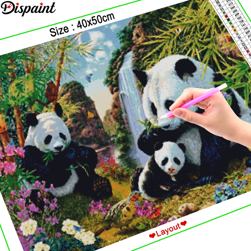Dispaint Алмазная картина &quotЖивотные панды пейзаж&quot DIY 5D алмазная вышивка