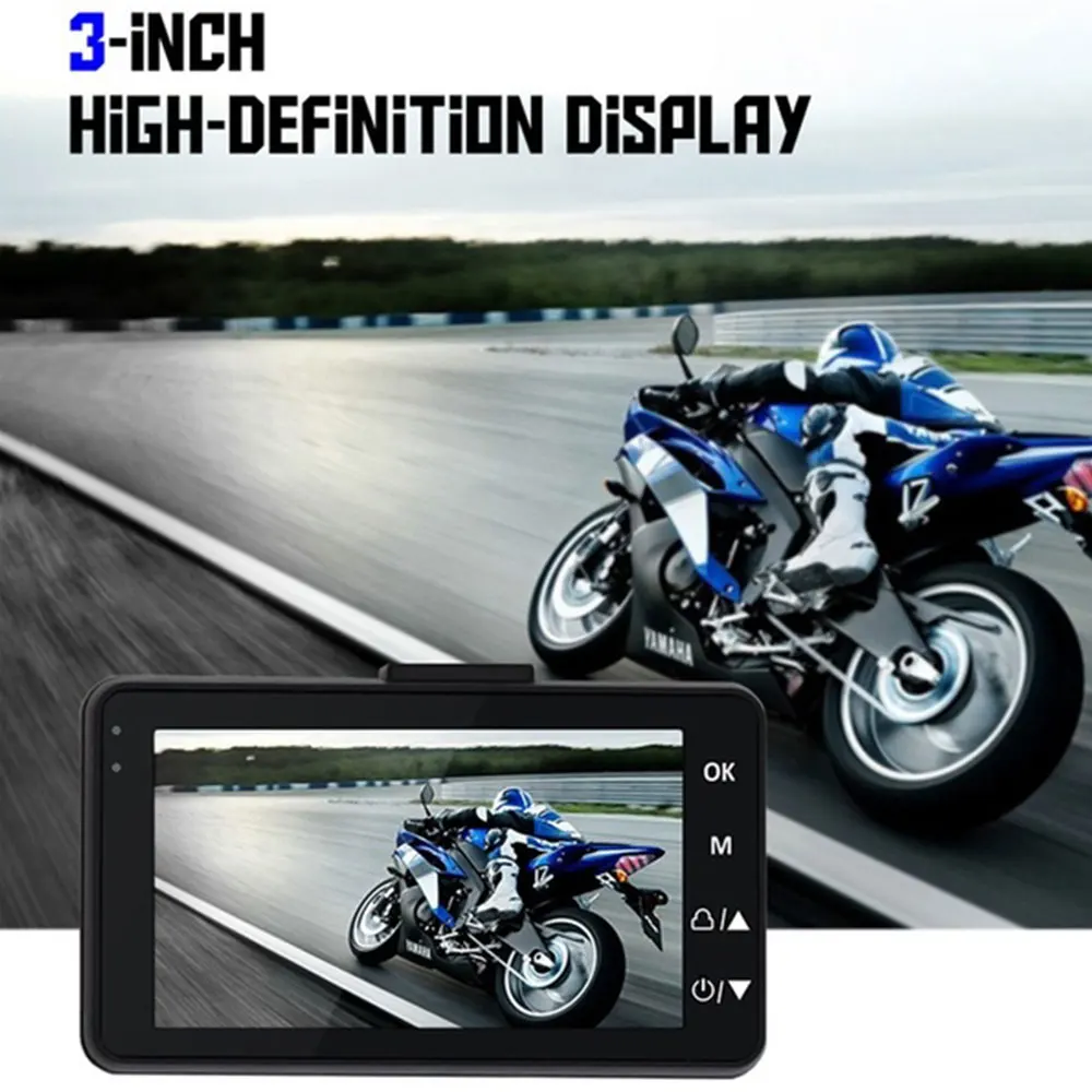 Universal Dash Cam Dual Camera 3Inch HD 1080P Video Recorder Driving 140 Degree Motorbike Recorder| |