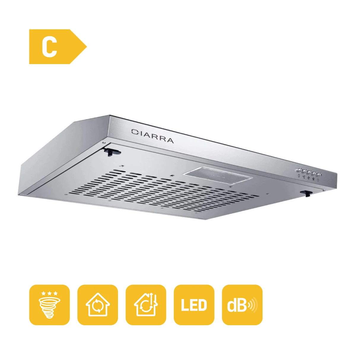 

CIARRA 60cm Visor Cooker Hood Undercabinet Hoods Stainless Steel Wall Mounted Kitchen Extractor Fan [Energy Class C]