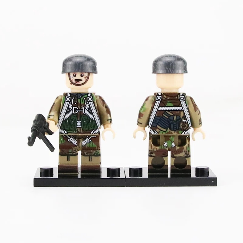 WW2 военная армия солдат фигурки строительные блоки солдат армии М1 Зонт Шлем с сеткой оружие аксессуары Кирпичи игрушки для детей