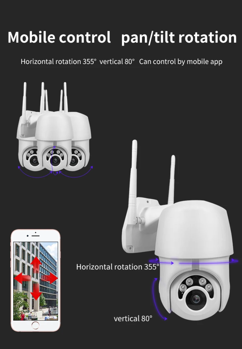 EU Plug 1080P Cloud Wifi PTZ Camera Outdoor 2MP Auto Tracking Home Security IP 4X Digital Zoom Speed Dome | Безопасность и защита