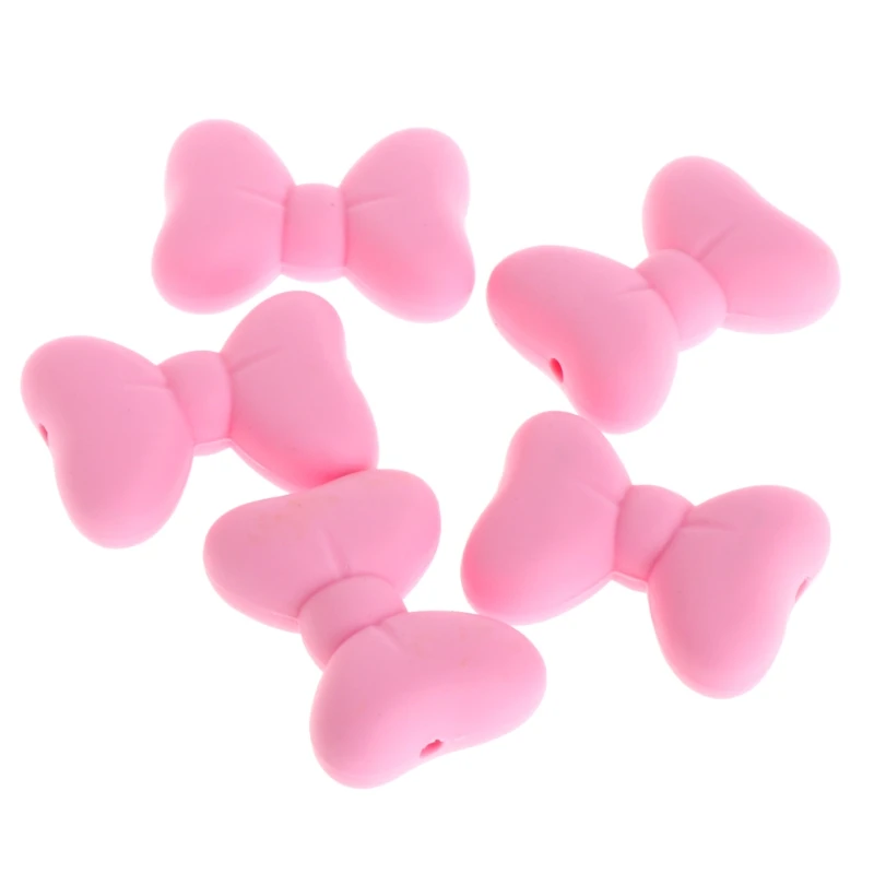

5Pcs Bow Silicone Teething Bead DIY Chew Necklace Pendent Baby Teether Making