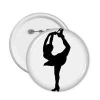 winter sport female dancing girl figure skating round pins badge button clothing decoration 5pcs