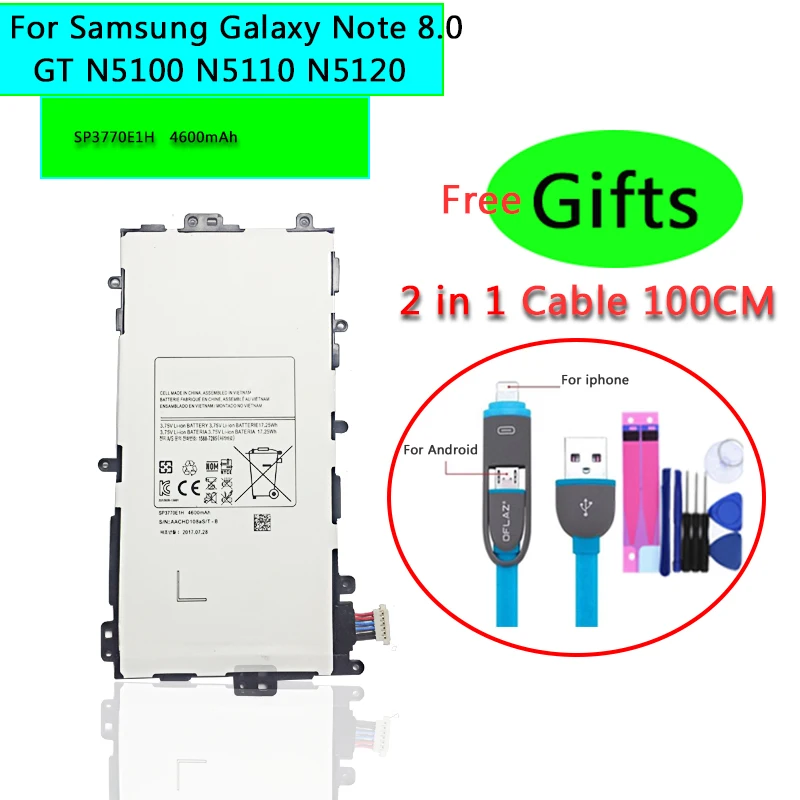 Ykaiserin аккумулятор SP3770E1H для samsung N5100 N5120 Galaxy Note 8,0 N5110 оригинальные Сменные Аккумуляторы 4600 мАч