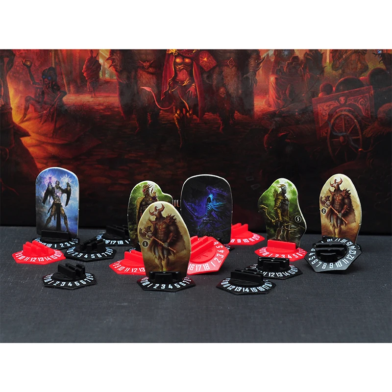 Gloomain Standee Bases paquete de 30 soporte de monstruo hexagonal impreso en 3D con rastreador de salud y ranuras de fichas de Estado-5