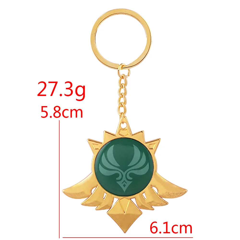 

Hot Game Metal Jewelry Keychains Genshin Impact Cosplay Key Chain 7 Element Weapons Eye of God Accessories Kids Toys Gifts