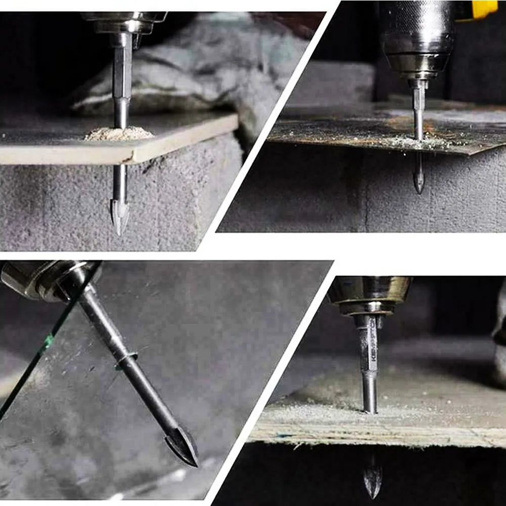 

5Pcs 6-12mm Universal Multifunctional Cross Triangle Alloy Drill Bits For Ceramic Tile Marble Drilling Woodworking Power Tools