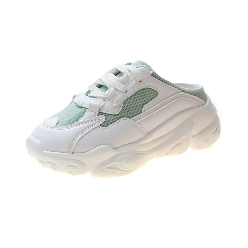 

Casual half-drag sneakers woman 2021 New fashion solid sneakers women vulcanized shoes lace-up no heel lazy shoes flats