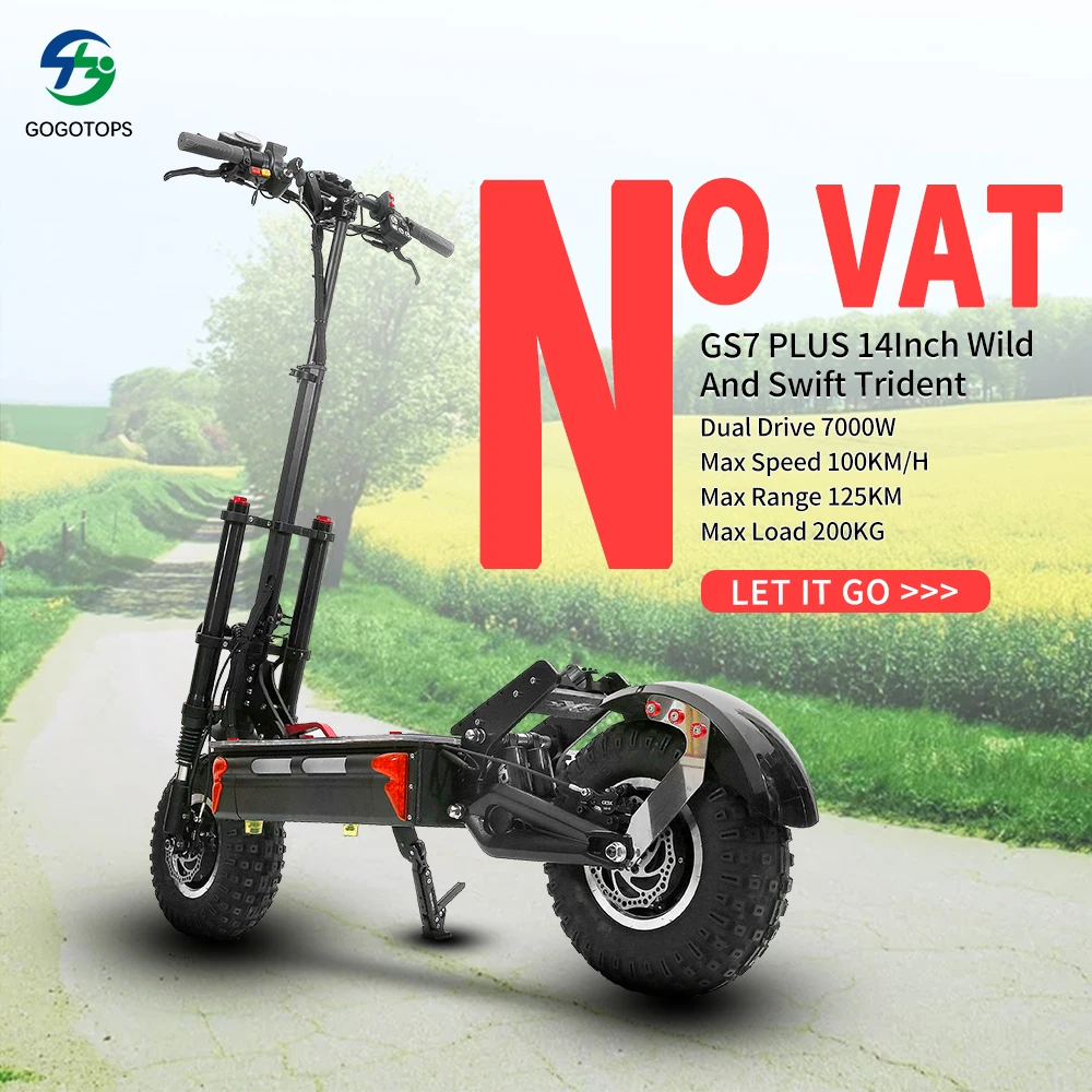 Электрический скутер для взрослых с толстыми колесами и складной рамой 100 км/ч, 72 В, 7000 Вт, 50 Ач, дальность 125 км - GOGOTOPS.