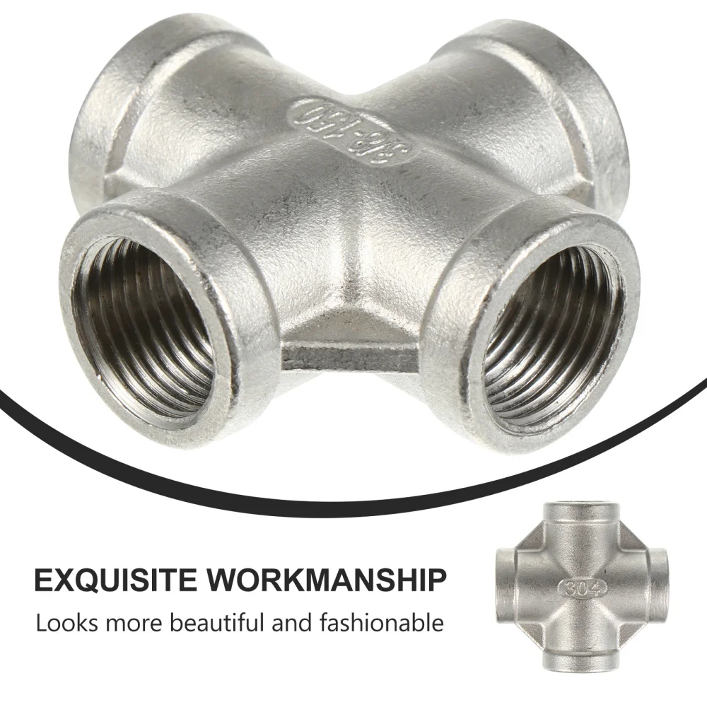 

1 Pc Four-way Connector Rust-proof Pipe Fitting Water Pipe Joint (Silver)