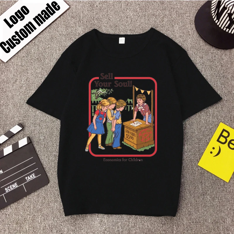 

Summer Unisex Scary Funny Satan T Shirt Horror Psychedelic Tee Tops Harajuku Sell Your Soul T-Shirt Cool Streetwear Men Female