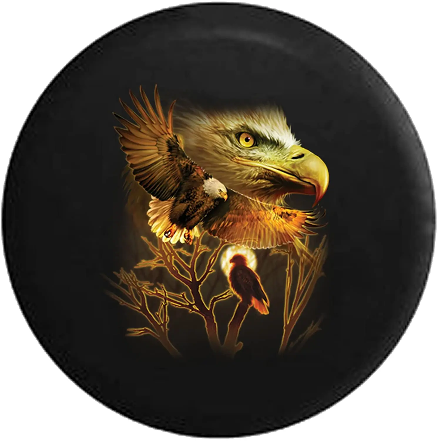 

American Golden Eagle in The Moonlight Spare Tire Cover Black 26-27.5 in