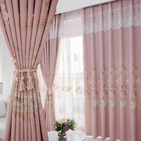 modern curtains for living dining room bedroom simple embroidered curtains pink curtains tulles finished product customization