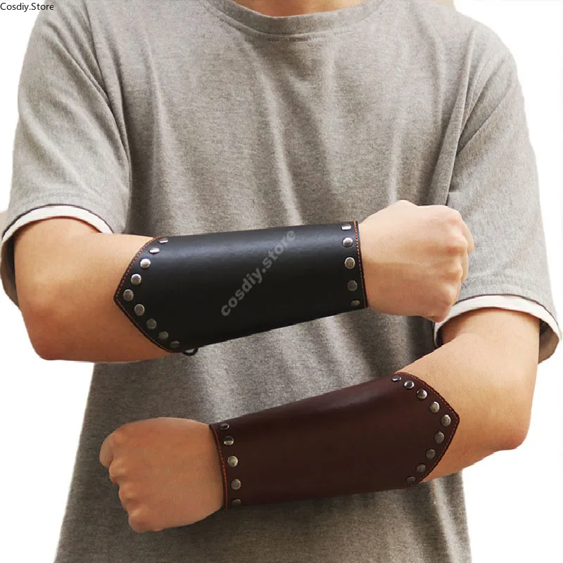 Кожаный армированный браслет унисекс со шнуровкой средневековый Косплей воина