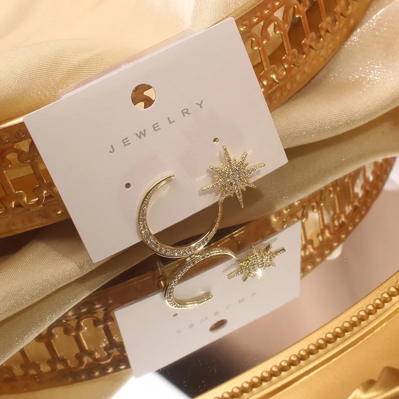 Блестящие боковые новые аксессуары серьги гвоздики с кристаллами и звездами для