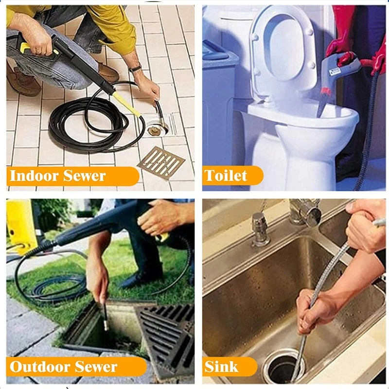 

3Pcs Sewer Jetter Nozzle 1/4" High Pressure Washer Rotating Button Nose Quick Connector Stainless Steel Fixed Sewer Nozzle