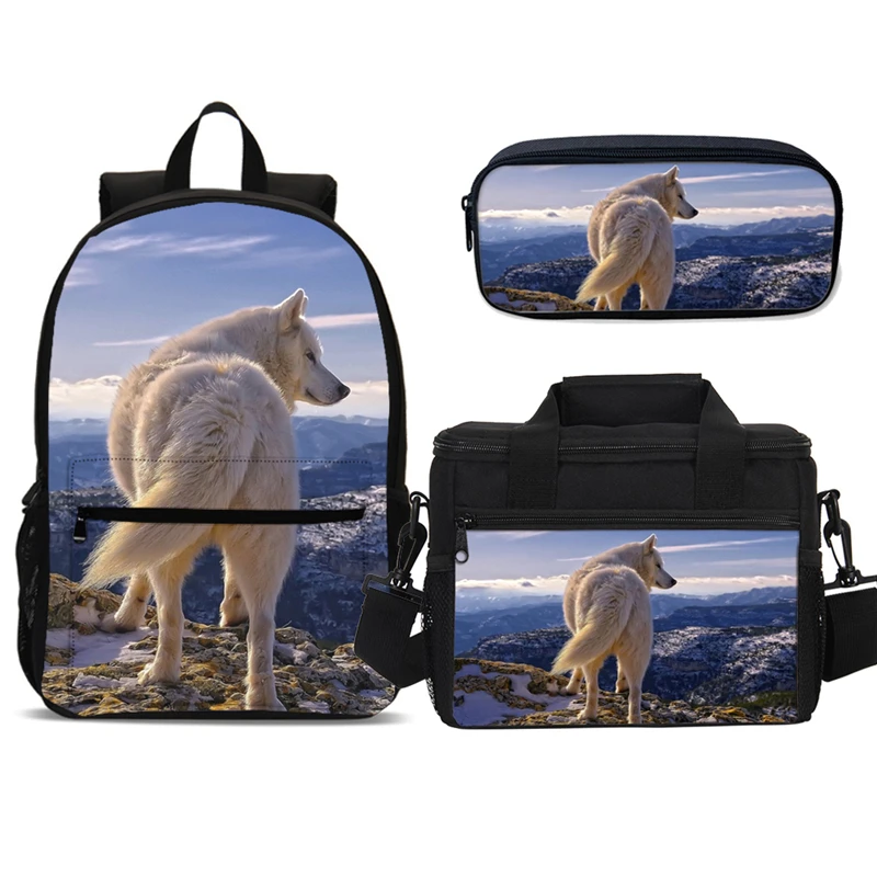 3 шт./компл. Мода с изображением волка детские школьные сумки для подростков
