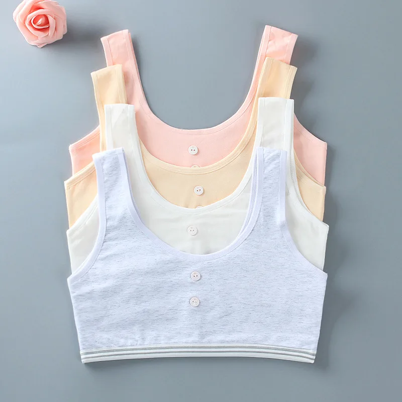 Girl Bra Development Kids Teens Vest Training Underwear Sling Students Cotton Senior High School Sport Bra For 13-18 Years Old