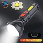 ZHIYU COB супер яркий Usb Перезаряжаемые вспышка светильник светодиодный Встроенный 18650 Батарея высокопрочный АБС-пластика на открытом воздухе светильник ing походный светильник