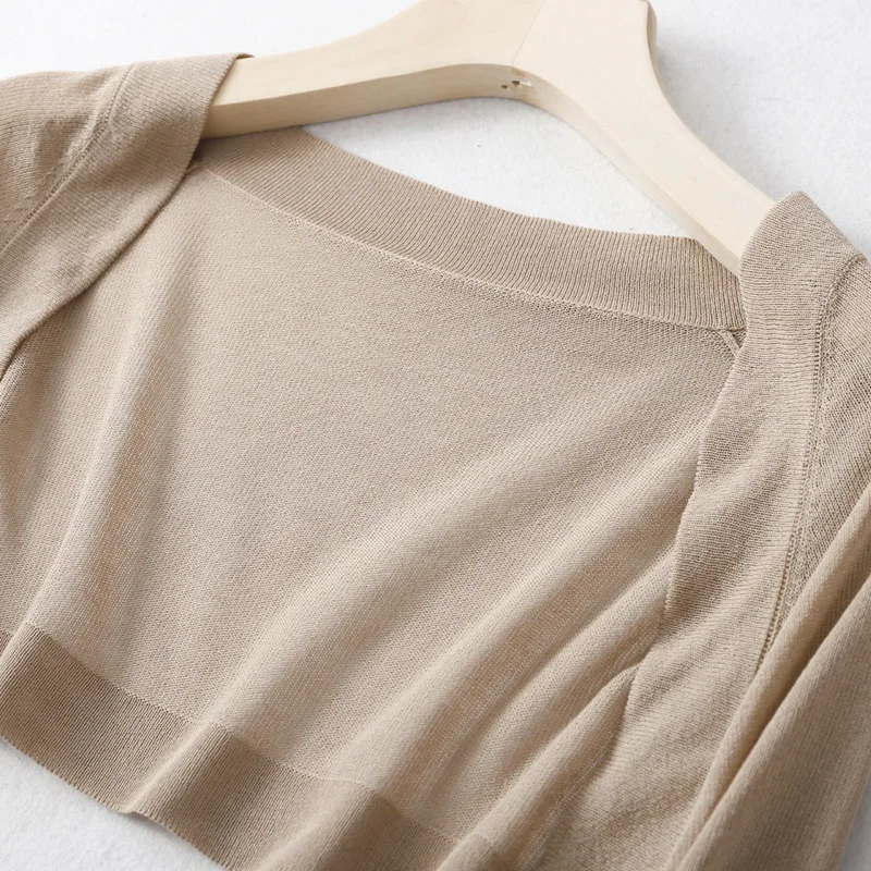 

Cooling Shawl Summer Cardigan Women Sun Protection Arm Sleeves Women's Long-Sleeved Linen Bottoming Shirt Cropped Tops Short
