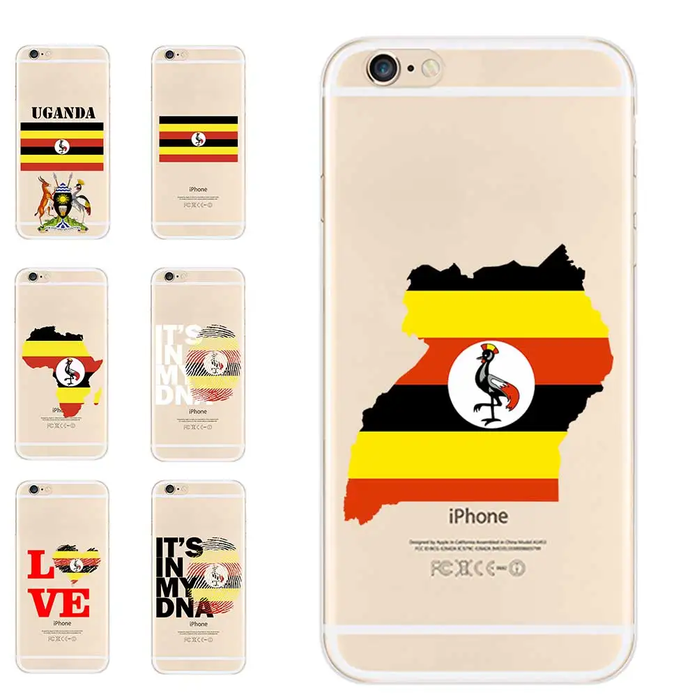 

Transparent TPU Phone Cases For Samsung Note 9 10 Pro Plus S6 S8 S9 S10 5G S11E Ultra Uganda Flag Coat Of Arms Love Heart DNA