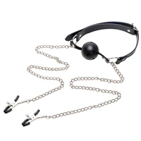 oral fixation open mouth ball gag with nipple clamp sex toys for women men couple nipple stimulator adult games