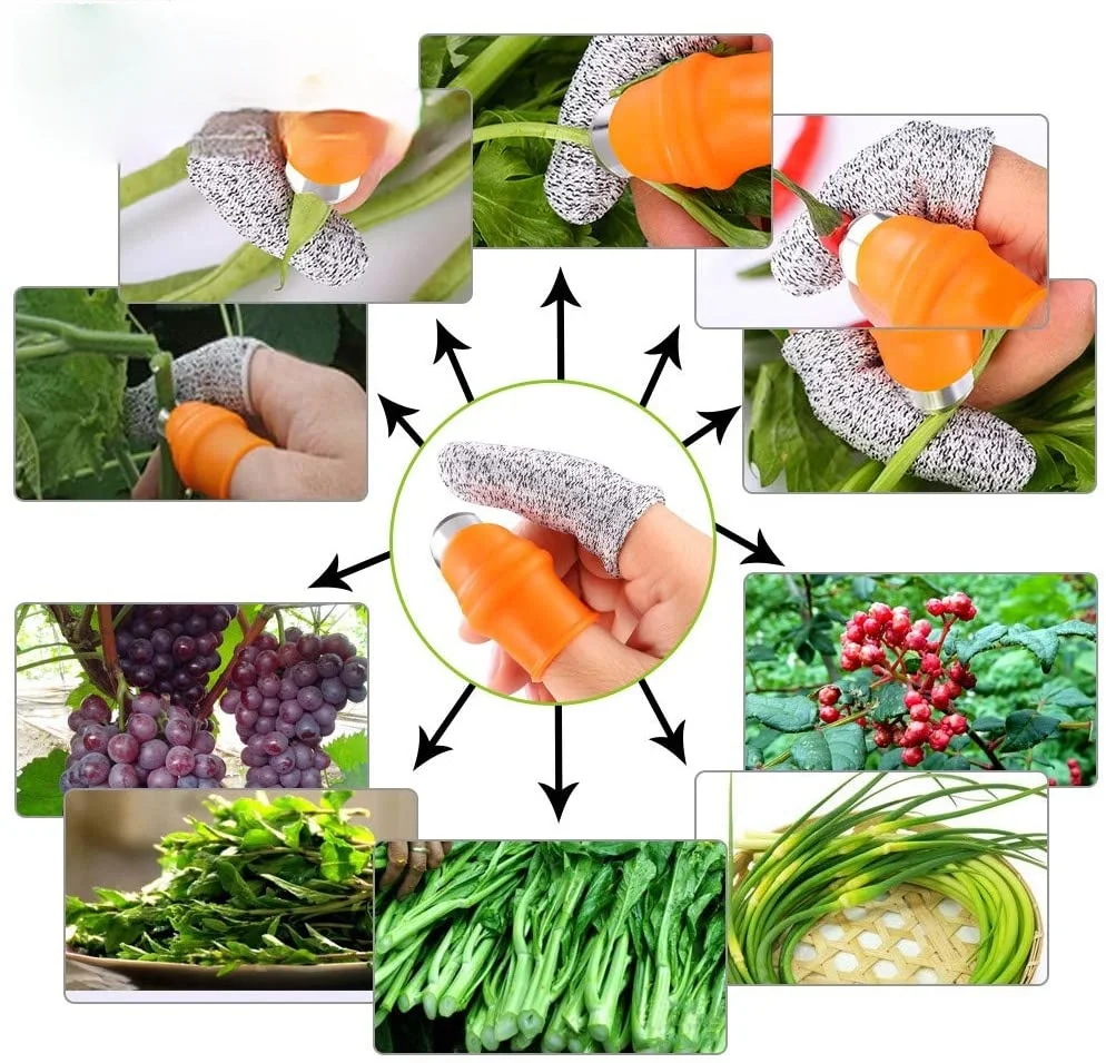 

2 sets Thumb Cutter Gardening Tools Pruning Shears Garden Picking Plant Vegetables Separator Multifunction Finger Tool Kitchen