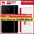 100% оригинальная задняя крышка батарейного отсека для Huawei Mate 20, Задняя стеклянная панель, Крышка батарейного отсека с объективом камеры