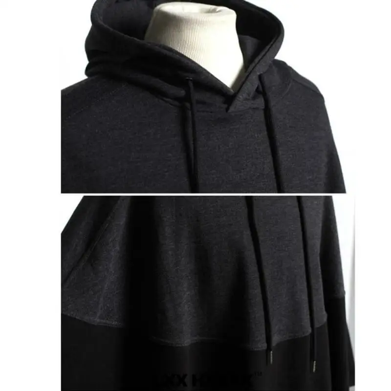 DIMI Men's Jacket Hoodie Poncho Jumper Cloak Cape Handmade Black Coat Outwear Stitching Casual Hooded Tops images - 6