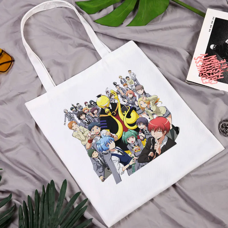 

Koro Sensei Canvas Bags Reusable Shopping Bag Shoulder Shopper Shoping Woman Casual Designer Handbags Women's Tote for Printed