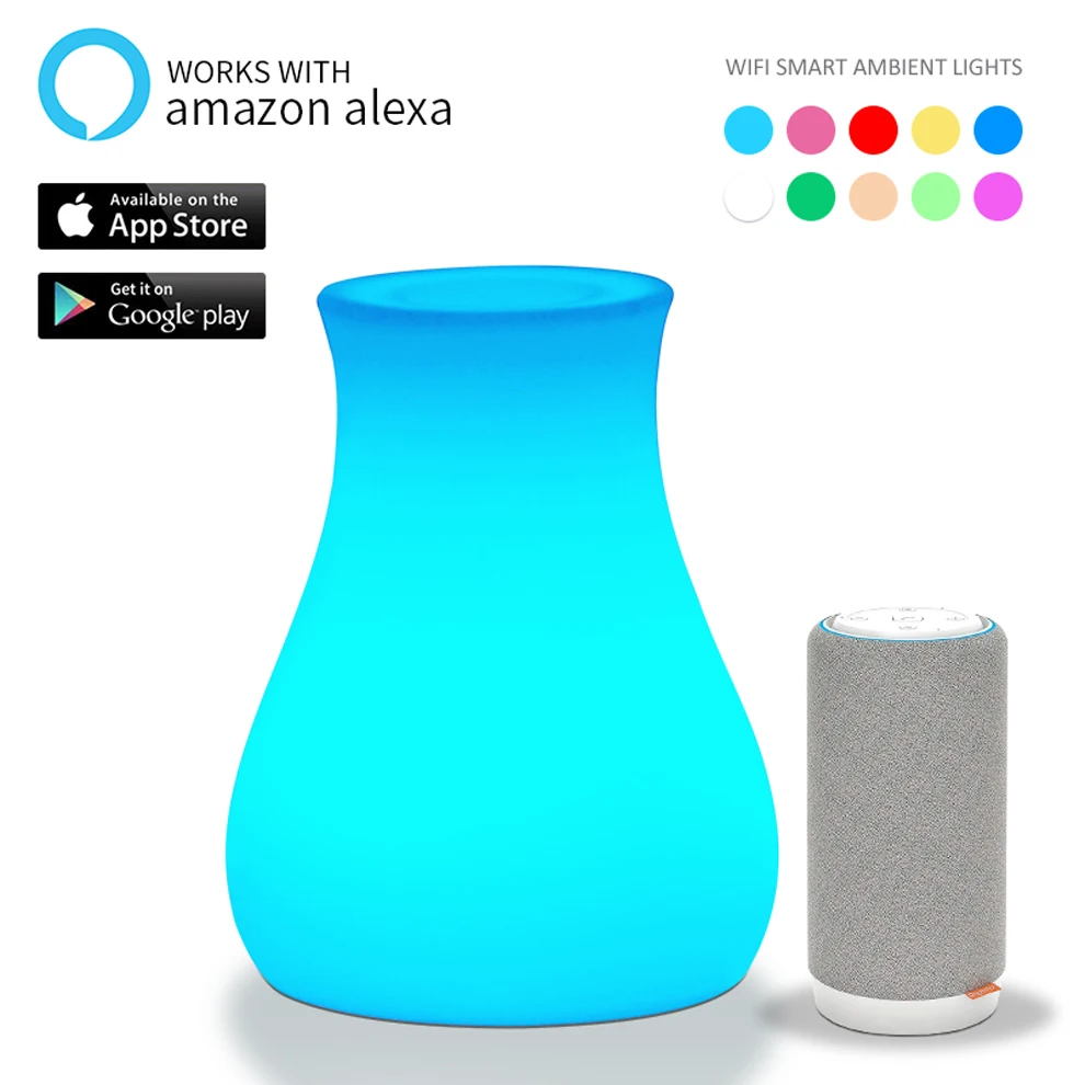 WiFi Smart APP Control RGB LED Table Lamp Restaurant Coffee Bar Dining Room Vase Ambient Night Light Work With Alexa Google Home | Освещение