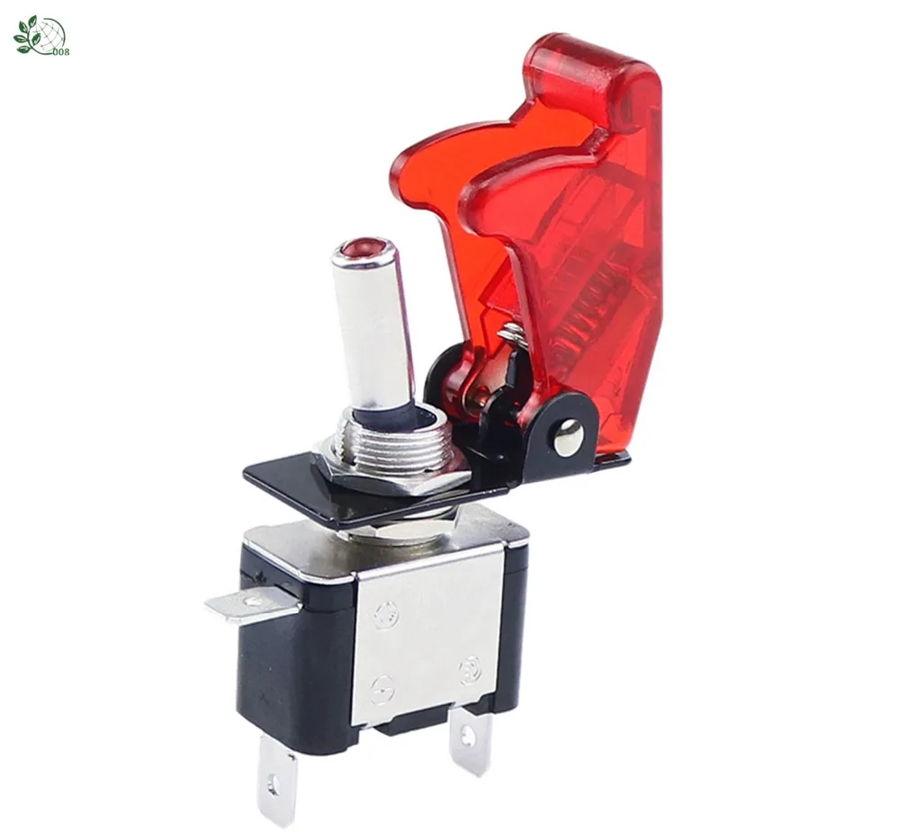 Красный светодиодный тумблер с подсветкой и фликовой крышкой для автомобиля 12V TM