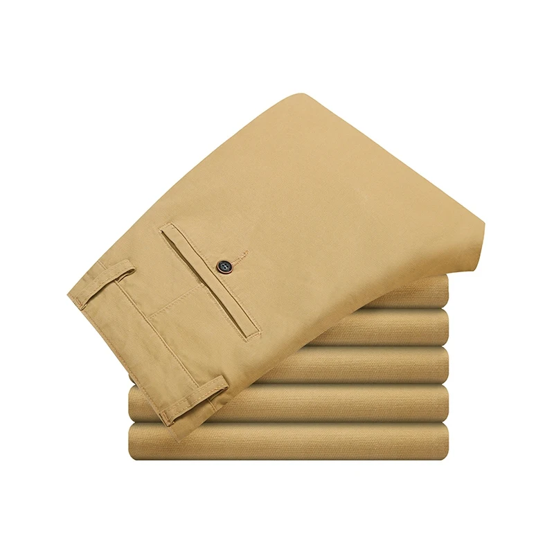 light khaki VOMINT, Мужские штаны, хлопок, повседневные, тянущиеся, Мужские штаны, длинные, прямые, высокое качество, 4 цвета, плюс размер, брюки, костюм 42, 44, 46 - Цвет: light khaki
