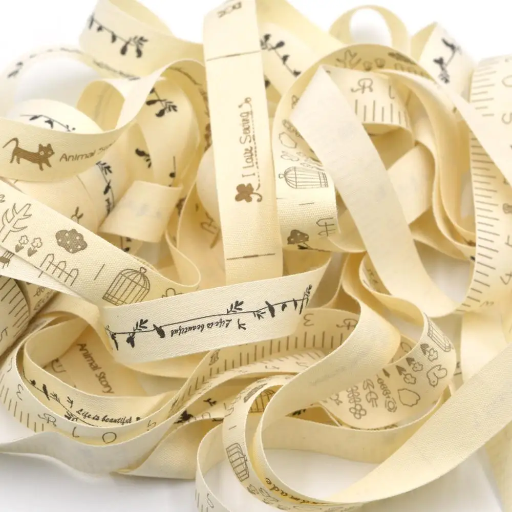 Ленточные этикетки 5 м из бежевого хлопка для упаковки подарков изделий ручной