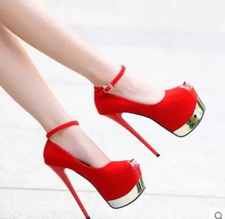 Женские туфли на очень высоком каблуке 17 см водостойкие платформе с открытым